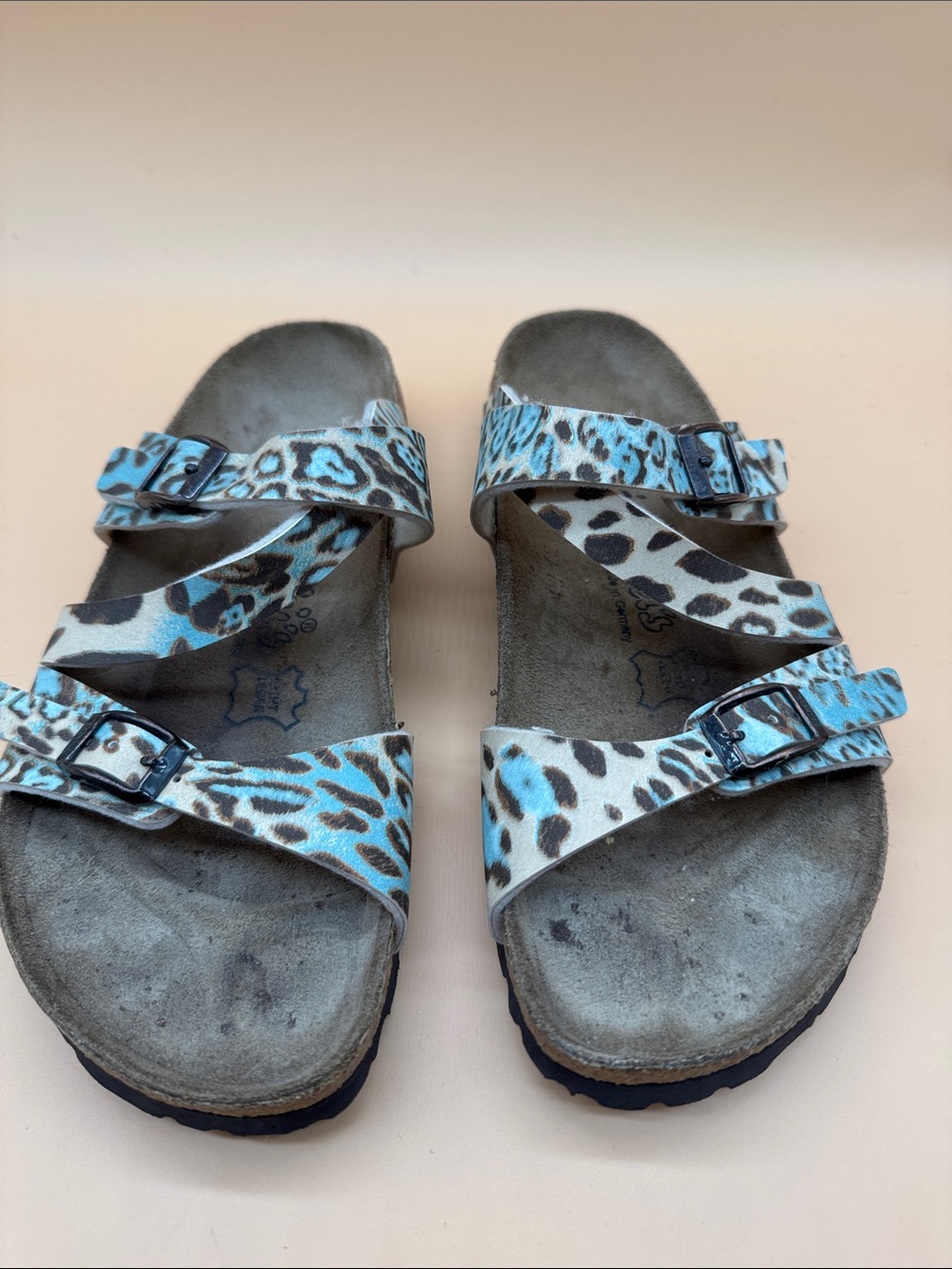 Birkenstock Blue Leopard Print Women's Sandals